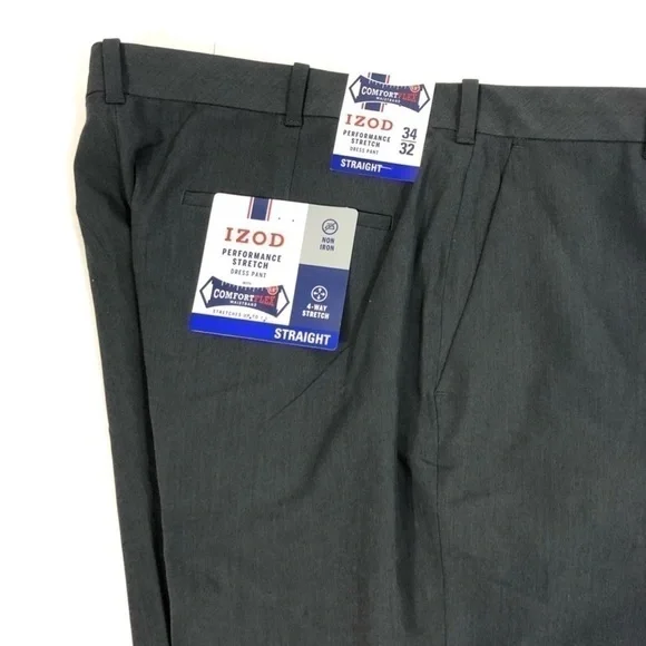 New-izod Performance Stretch Straight Dress Pants - Picture 3 of 7
